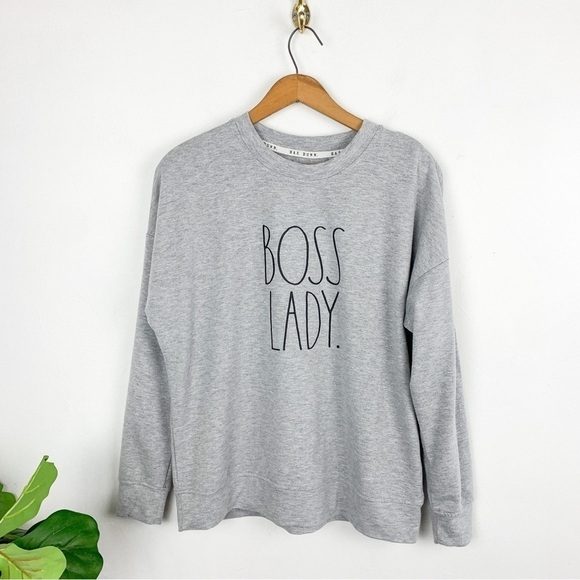 Rae Dunn Tops - RAE DUNN Boss Lady Gray Crewneck Sweatshirt Sz S